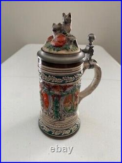 GERZ 1983 Vintage Limited Edition Signed German WolfPewter Lidded Beer Stein