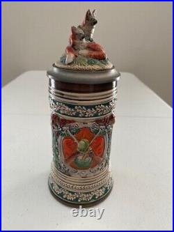 GERZ 1983 Vintage Limited Edition Signed German WolfPewter Lidded Beer Stein