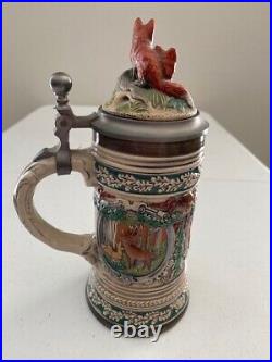 GERZ 1983 Vintage Limited Edition Signed German WolfPewter Lidded Beer Stein