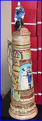 GIANT 23 German Figural TOWER WITH COURTING COUPLE Porcelain Beer Stein Castle
