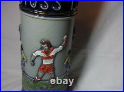 German 3 Liter Soccer Fussball Lidded Beer Stein Tin Top #^