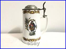 German Antique Vintage Splugen Beer Mug Cup With LID