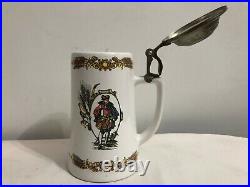 German Antique Vintage Splugen Beer Mug Cup With LID