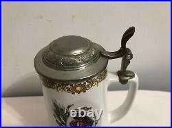 German Antique Vintage Splugen Beer Mug Cup With LID