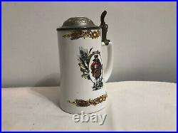 German Antique Vintage Splugen Beer Mug Cup With LID