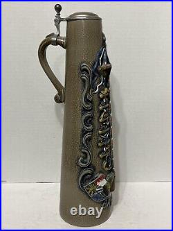 German Bavarian Original King Bayern Maypole Stoneware Beer Jug Stein Tankard