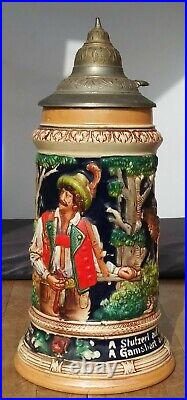 German Beer Lidded Stein 13