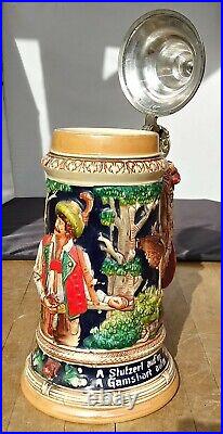 German Beer Lidded Stein 13