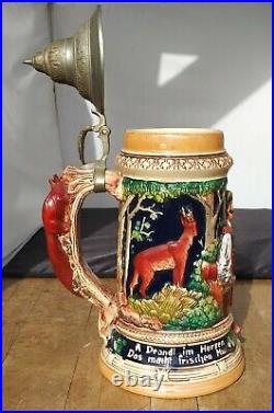 German Beer Lidded Stein 13