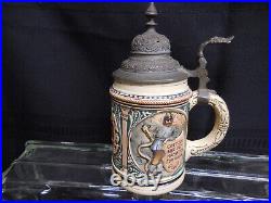 German Beer Stein, 0.5L, ceramic, Vintage, honoring Fire Fighters theme