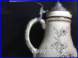 German Beer Stein 1700's No Chips Or Cracks, Does Have Crazing Unusual Colors