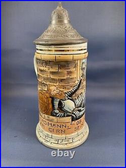 German Beer Stein 926 Knight and Landsknecht Drinking