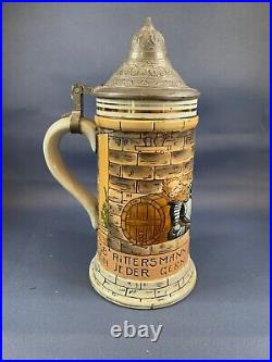 German Beer Stein 926 Knight and Landsknecht Drinking