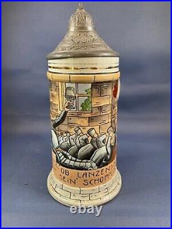 German Beer Stein 926 Knight and Landsknecht Drinking