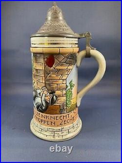 German Beer Stein 926 Knight and Landsknecht Drinking