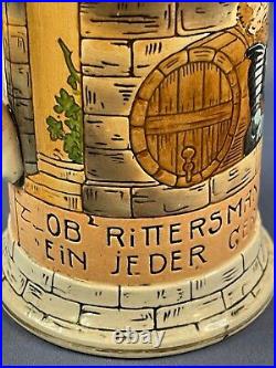 German Beer Stein 926 Knight and Landsknecht Drinking