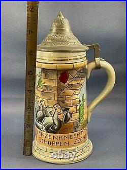 German Beer Stein 926 Knight and Landsknecht Drinking