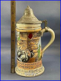 German Beer Stein 926 Knight and Landsknecht Drinking