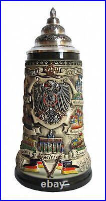 German Beer Stein Deutschland panorama stein, rustica, ptd. P. KI 609/RU 1L NEW