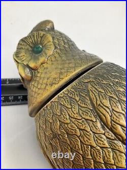 German Beer Stein Matthias Girmscheid Figural Owl Lid Vintage 1960 Green Eyes