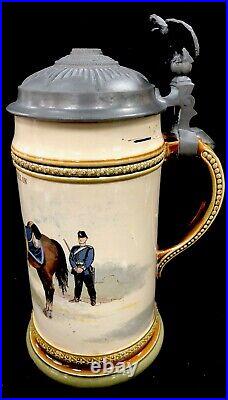 German Beer Stein Mettlach 2140/801 Grade Train Batallion