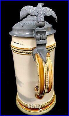 German Beer Stein Mettlach 2140/801 Grade Train Batallion