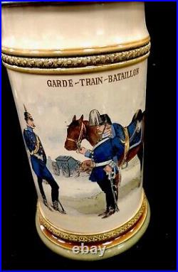 German Beer Stein Mettlach 2140/801 Grade Train Batallion