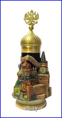 German Beer Stein Moscow 3-D Stein, Goldeaglelid 0.75 lit. KI T2000BG 0,75L NEW