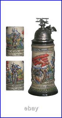 German Beer Stein Red Baron Stein relief bumper 0.5 liter tan. ZO 1942/9015 NEW