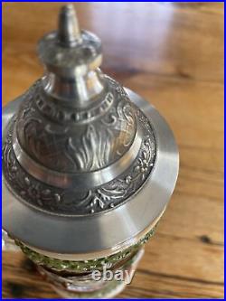 German Beer Stein With Pewter Lid Hand painted In Germany