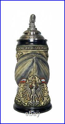 German Beer Stein Zeppelin, pewter Zeppelinlid Stein 0.75. KI 339/RU 0,75L NEW