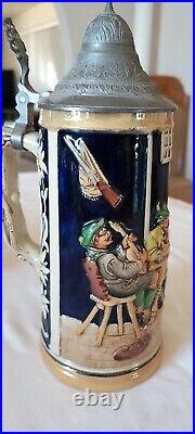 German Beer Steins Vintage Lidded. COLLECTION OF THREE. AUTHENTIC. RARE
