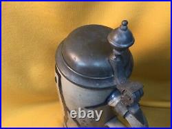 German Blue/Gray Saltglaze 1L Beer Stein with Pewter Lid Westerwalder