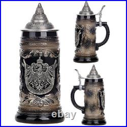 German Coats of Arms Medallion Beer Mug Tankard with Lid Beer Stein for Gifts