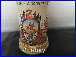 German Etched Regimental Military Beer Stein