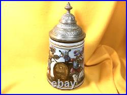 German Exceptional Porcelain Beer Stein withColor Lithophane 0.5L