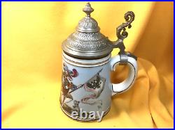 German Exceptional Porcelain Beer Stein withColor Lithophane 0.5L