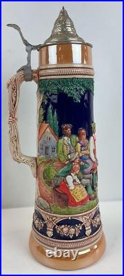 German GERZ Lidded Beer Stein 2L Dancing Party