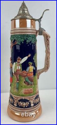 German GERZ Lidded Beer Stein 2L Dancing Party