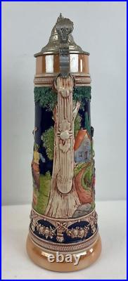 German GERZ Lidded Beer Stein 2L Dancing Party