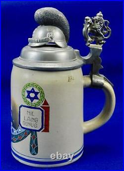 German Germany Bavarian WW1 Antique Presentation Beer Stein Mug Cup Jewish Star