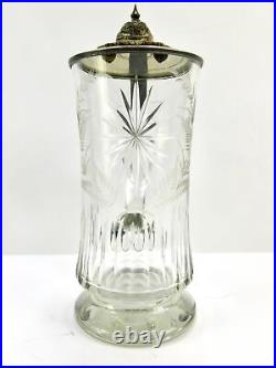 German Germany Prussian WW1 Glass Lidded Beer Stein Mug Cup