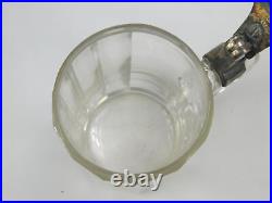 German Germany WW1 Antique Old Glass Lidded Beer Stein Mug Cup