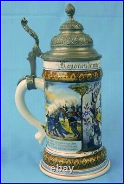 German Germany WW1 WWI Lid Lidded Beer Stein Pokal Military Army Motif Mug Cup