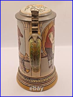 German Haber & Reuther Lidded Beer Stein, #533, Tavern Scene