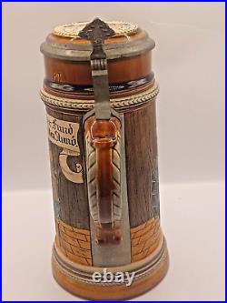 German Lidded Beer Stein, J. P. Tewalt, Monasary Drinkers #1296