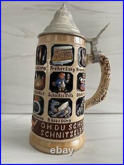 German Lidded Beer Stein Vintage Western Germany 0.5Liter Original King