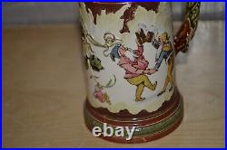 German Mettlach Pewter Inlay Beer Stein Gnomes 218/267 g