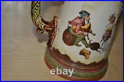 German Mettlach Pewter Inlay Beer Stein Gnomes 218/267 g