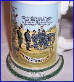 German Military Regimental 1899-01 Lidded Beer Stein Field Artillery Lithophane